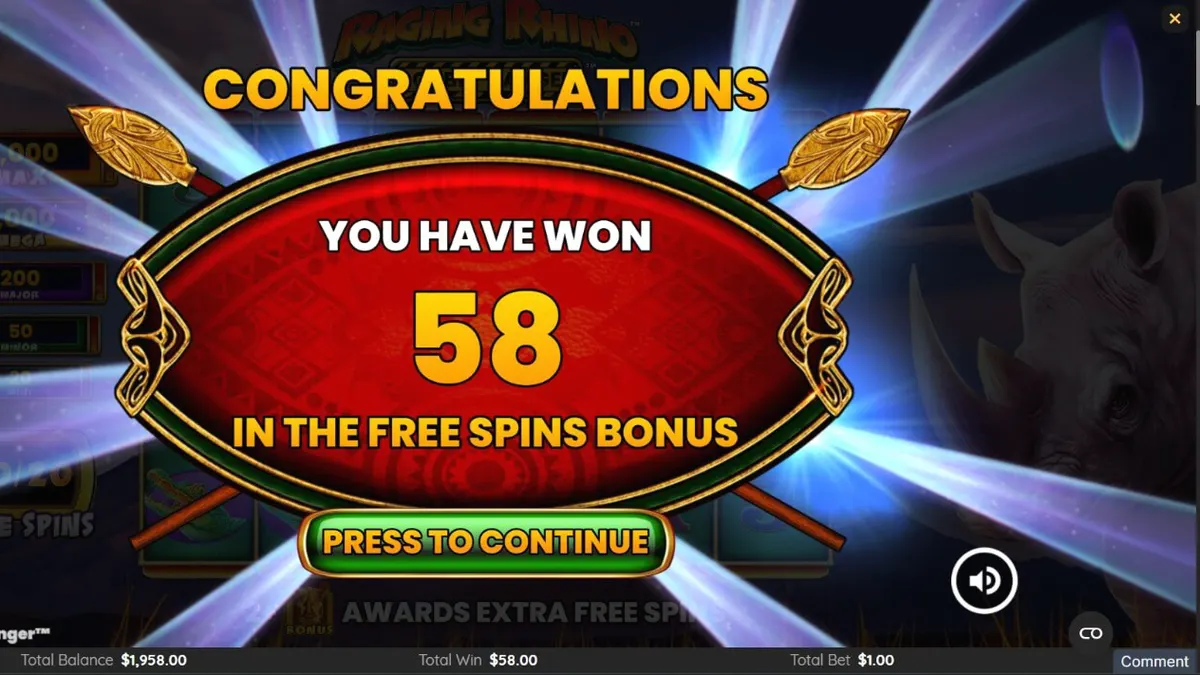 Pemandangan sabana Afrika dalam slot Raging Rhino Double Danger